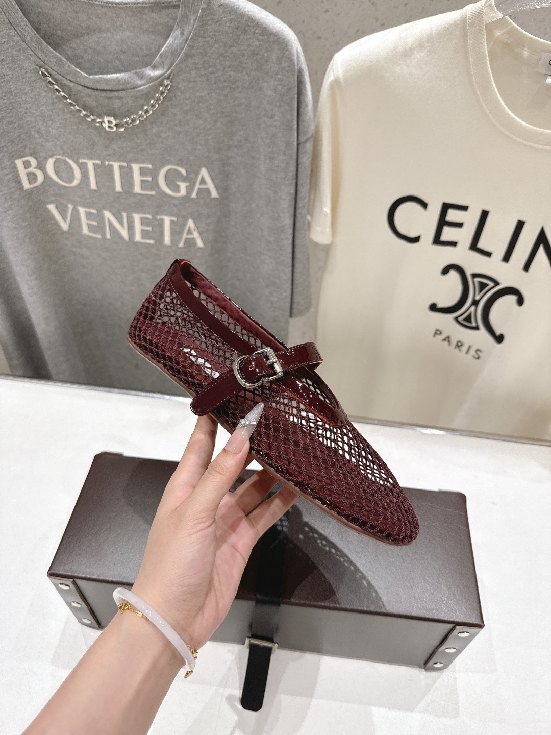 高版本出厂 单鞋 独家新品 Alaia 阿莱亚26ss/新款网面平底鞋芭蕾舞鞋 最近超火的一款网钻平底鞋