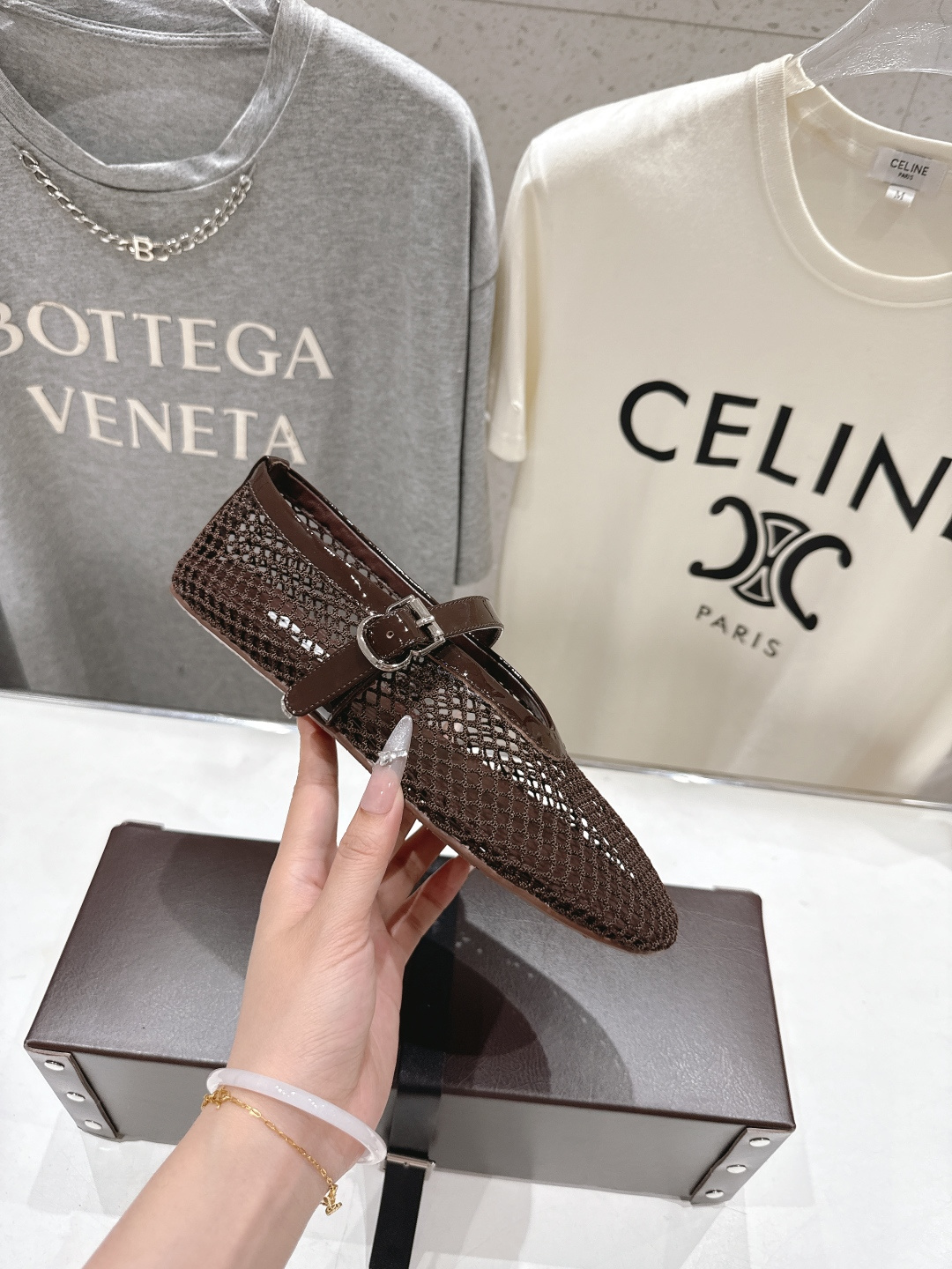 高版本出厂 单鞋 独家新品 Alaia 阿莱亚26ss/新款网面平底鞋芭蕾舞鞋 最近超火的一款网钻平底鞋