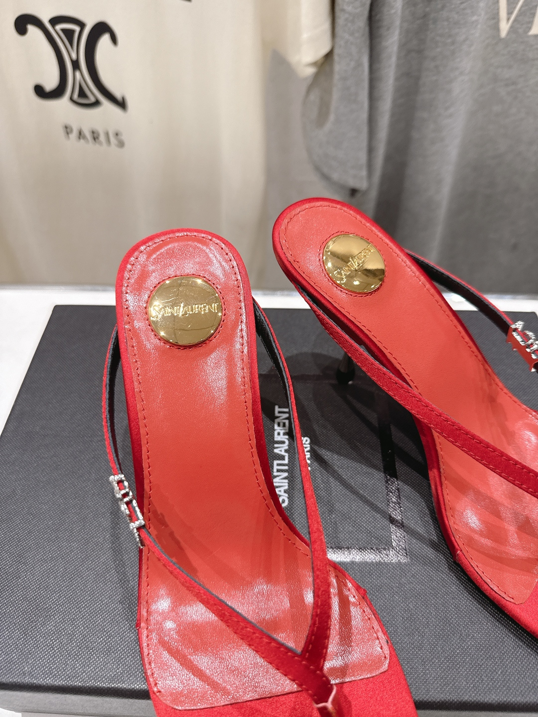 高版本出厂 SAINT LAURENT～F030 圣罗兰ysl 26ss夏季全新走秀款夹脚高跟拖鞋人字拖