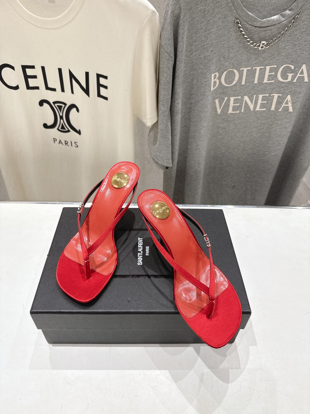 高版本出厂 SAINT LAURENT～F030 圣罗兰ysl 26ss夏季全新走秀款夹脚高跟拖鞋人字拖