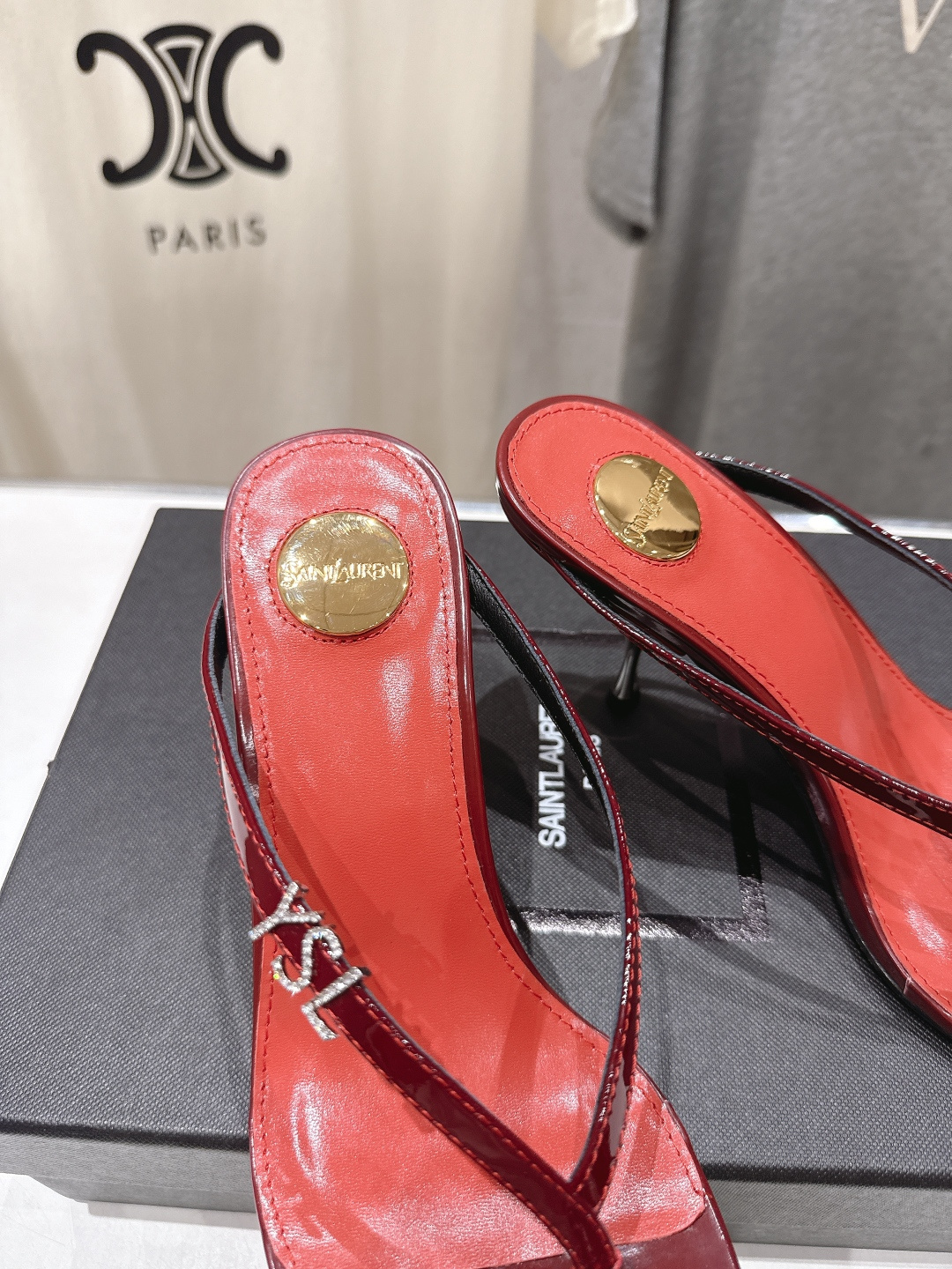 高版本出厂 SAINT LAURENT～F030 圣罗兰ysl 26ss夏季全新走秀款夹脚高跟拖鞋人字拖