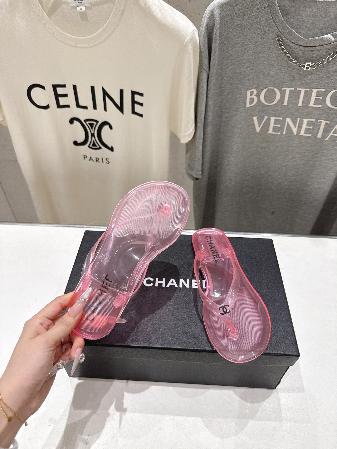 高版本出厂  Chanel*香奈儿F036 小香2026ss夏季新款透明底人字拖夹脚沙滩拖鞋2026夏季