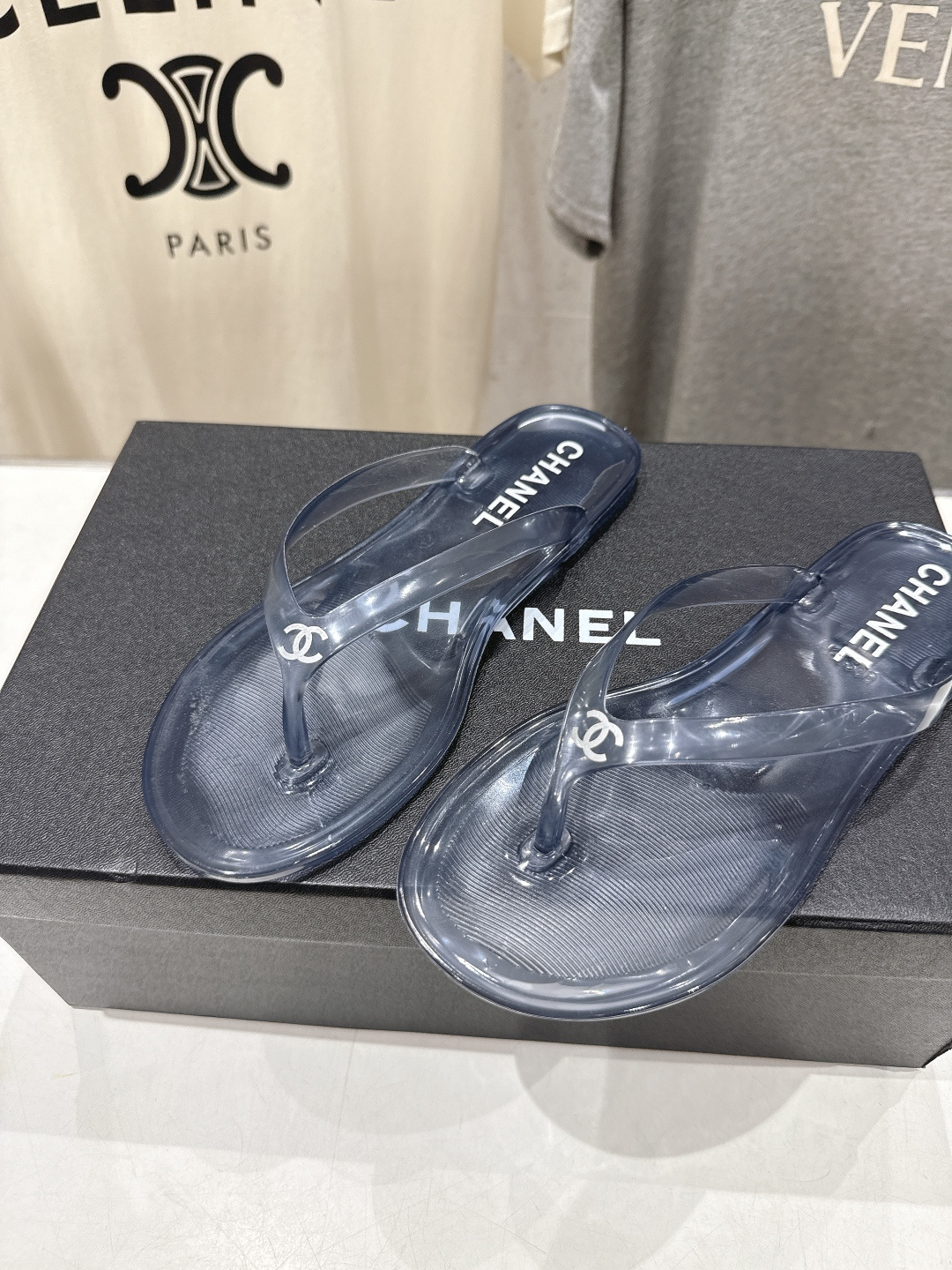 高版本出厂  Chanel*香奈儿F036 小香2026ss夏季新款透明底人字拖夹脚沙滩拖鞋2026夏季