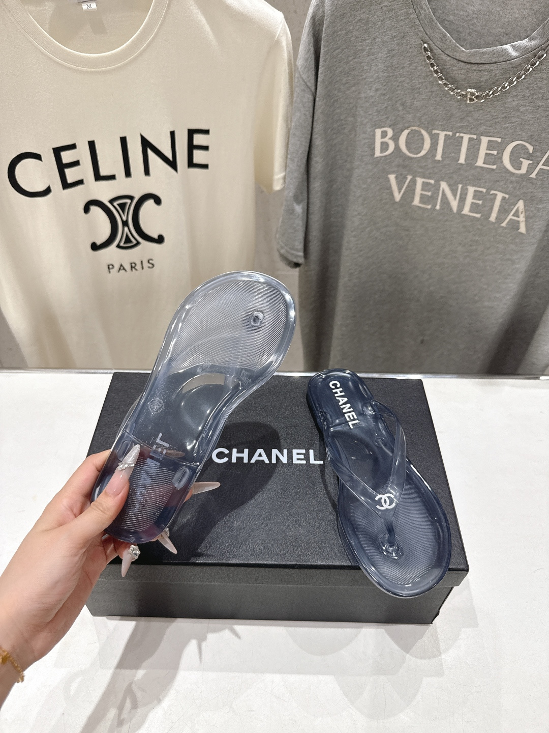 高版本出厂  Chanel*香奈儿F036 小香2026ss夏季新款透明底人字拖夹脚沙滩拖鞋2026夏季