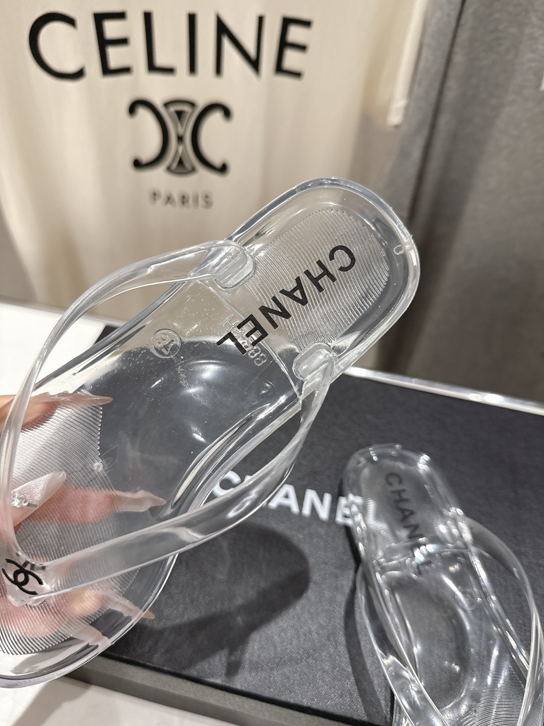 高版本出厂  Chanel*香奈儿F036 小香2026ss夏季新款透明底人字拖夹脚沙滩拖鞋2026夏季