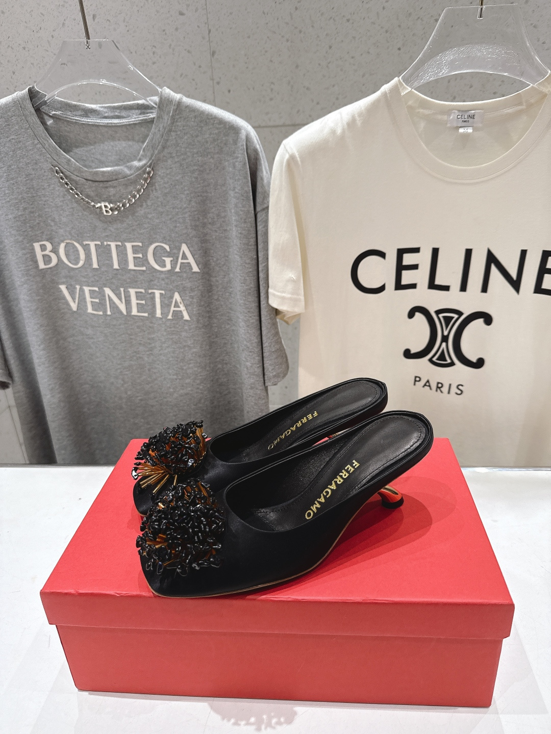 高版本出厂  FERRAGAMO/菲拉格慕F065  26ss夏季新款高跟半包拖鞋菲拉格慕今期高频曝光的