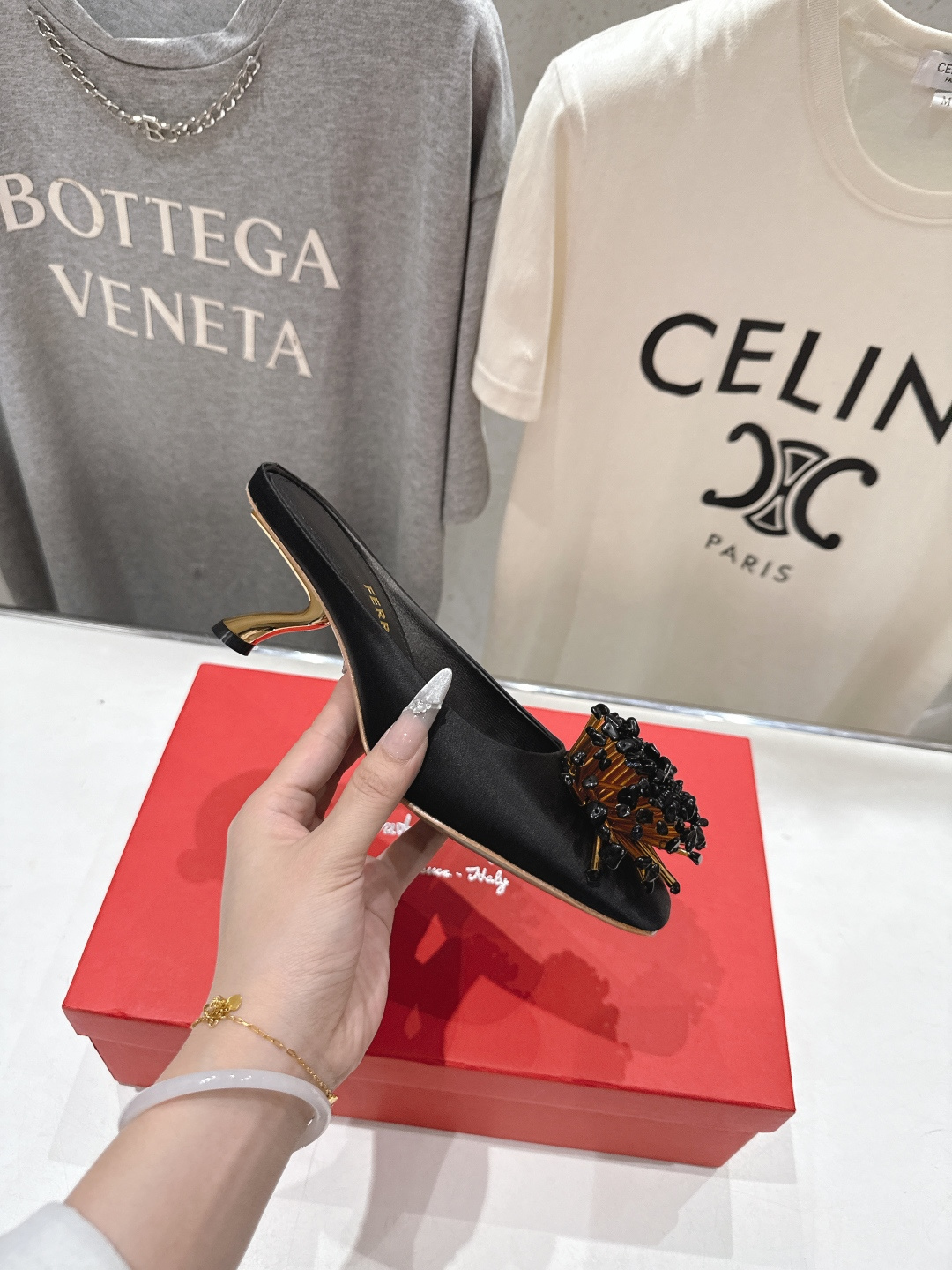 高版本出厂  FERRAGAMO/菲拉格慕F065  26ss夏季新款高跟半包拖鞋菲拉格慕今期高频曝光的