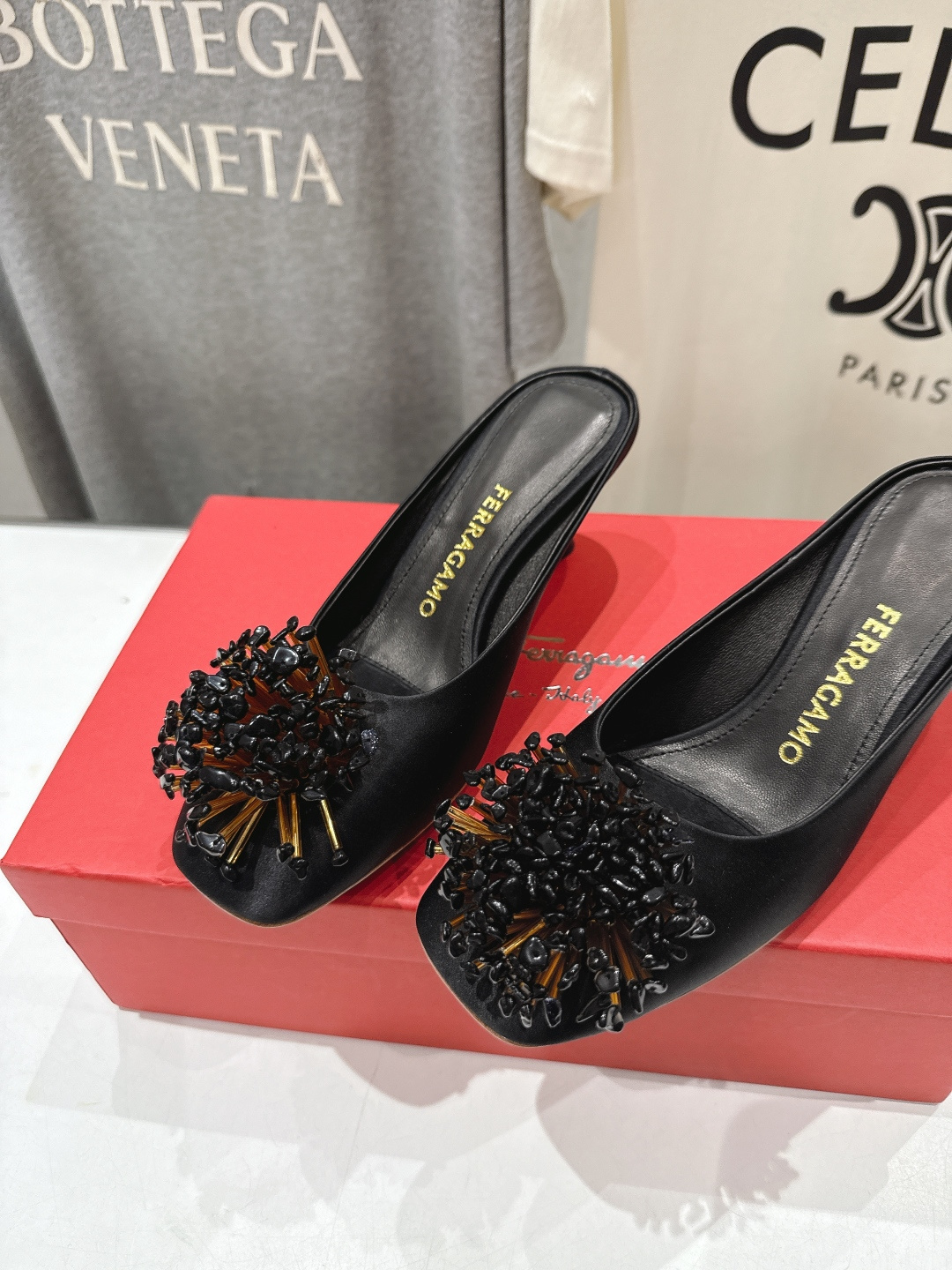 高版本出厂  FERRAGAMO/菲拉格慕F065  26ss夏季新款高跟半包拖鞋菲拉格慕今期高频曝光的