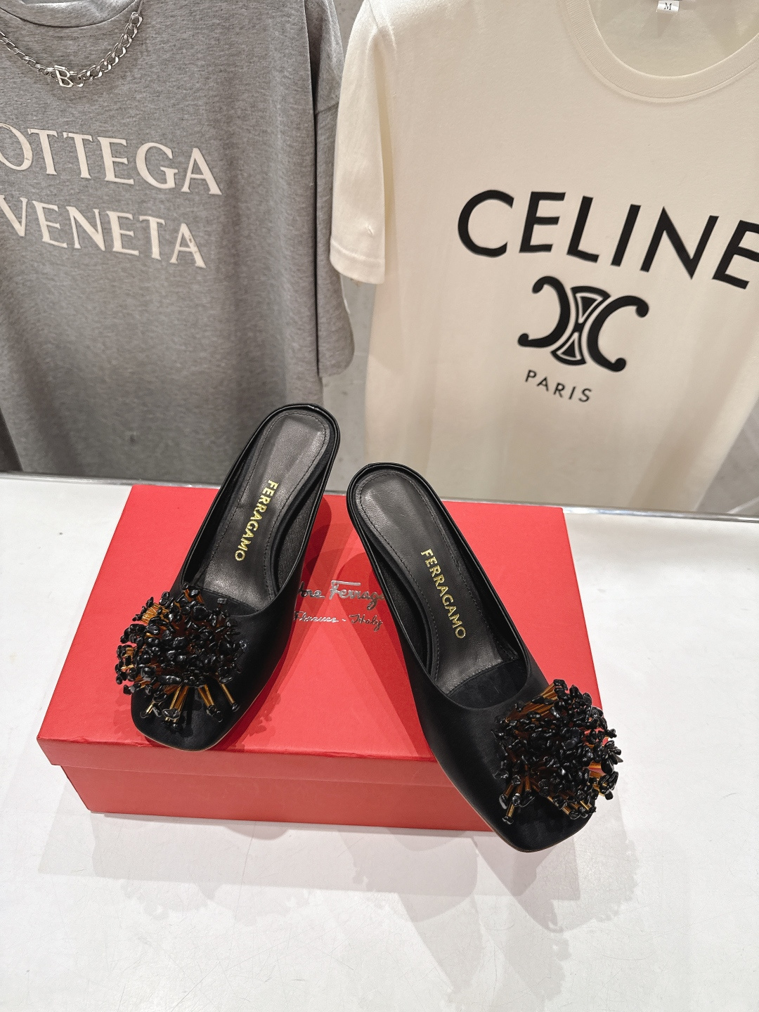 高版本出厂  FERRAGAMO/菲拉格慕F065  26ss夏季新款高跟半包拖鞋菲拉格慕今期高频曝光的
