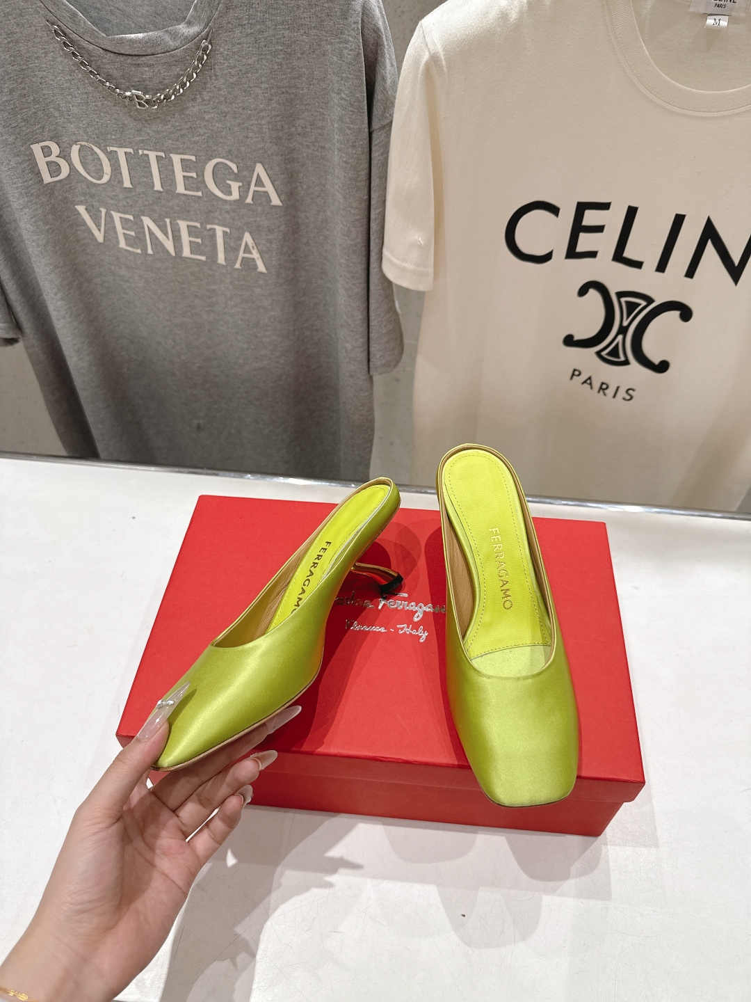 高版本出厂  FERRAGAMO/菲拉格慕F065  26ss夏季新款高跟半包拖鞋菲拉格慕今期高频曝光的
