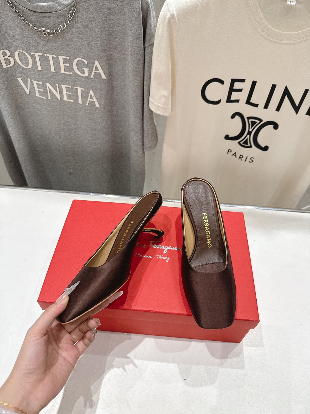 高版本出厂  FERRAGAMO/菲拉格慕F065  26ss夏季新款高跟半包拖鞋菲拉格慕今期高频曝光的