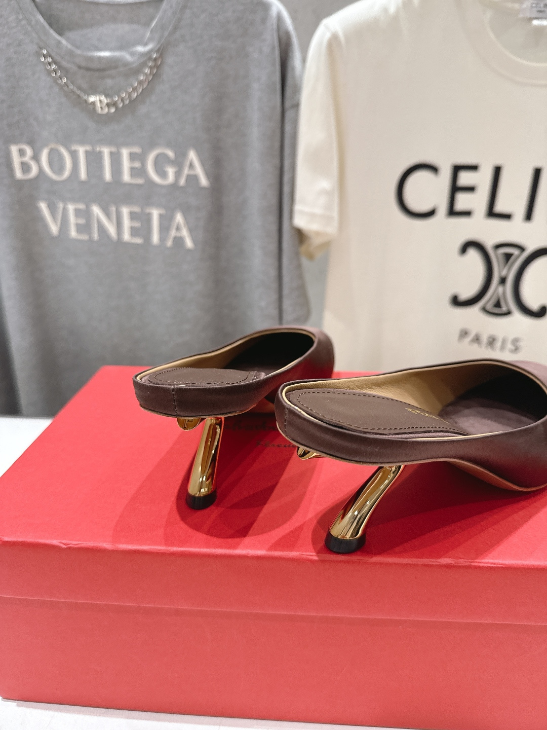 高版本出厂  FERRAGAMO/菲拉格慕F065  26ss夏季新款高跟半包拖鞋菲拉格慕今期高频曝光的