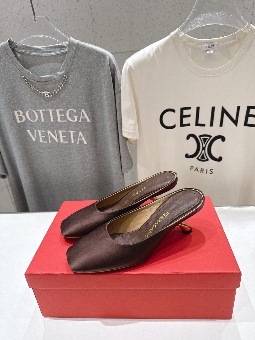 高版本出厂  FERRAGAMO/菲拉格慕F065  26ss夏季新款高跟半包拖鞋菲拉格慕今期高频曝光的