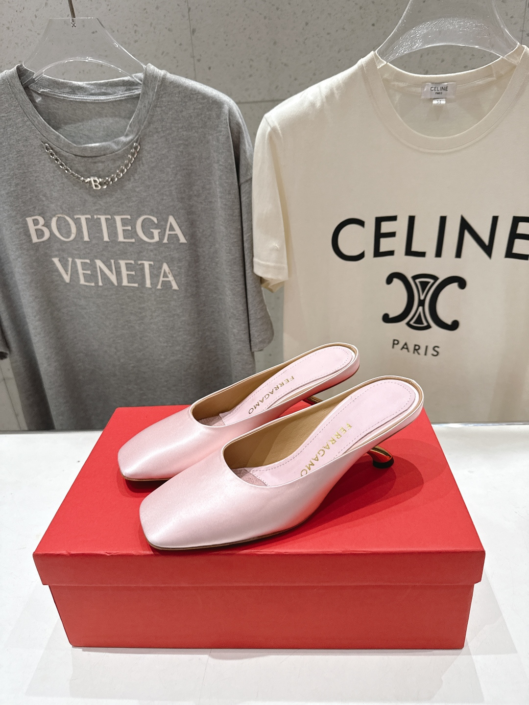 高版本出厂  FERRAGAMO/菲拉格慕F065  26ss夏季新款高跟半包拖鞋菲拉格慕今期高频曝光的