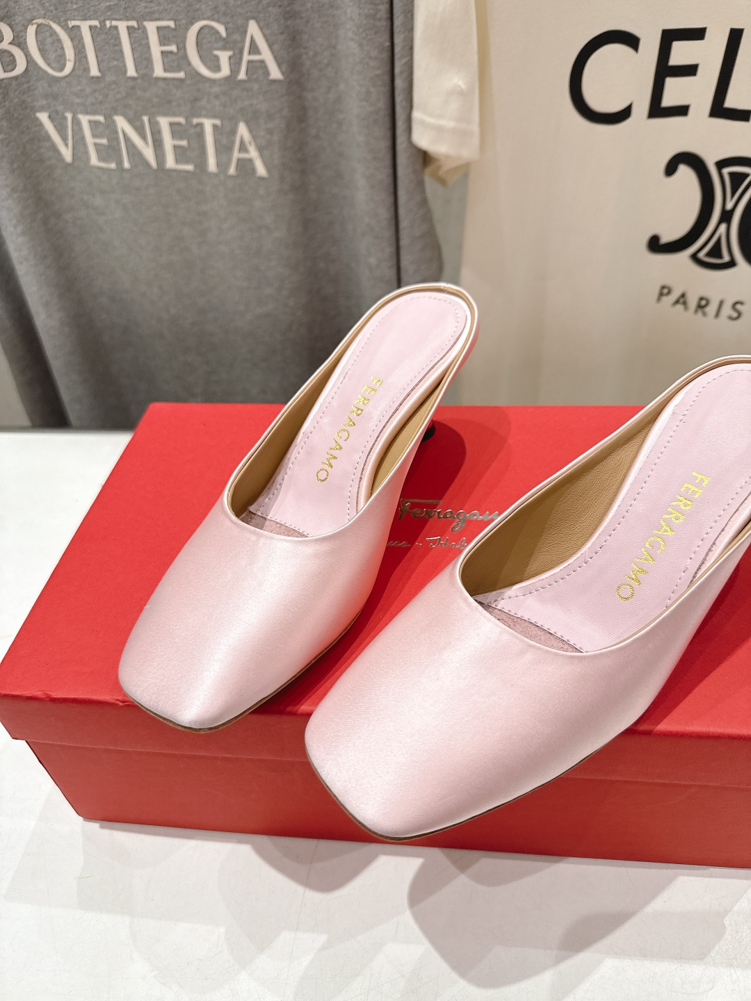 高版本出厂  FERRAGAMO/菲拉格慕F065  26ss夏季新款高跟半包拖鞋菲拉格慕今期高频曝光的