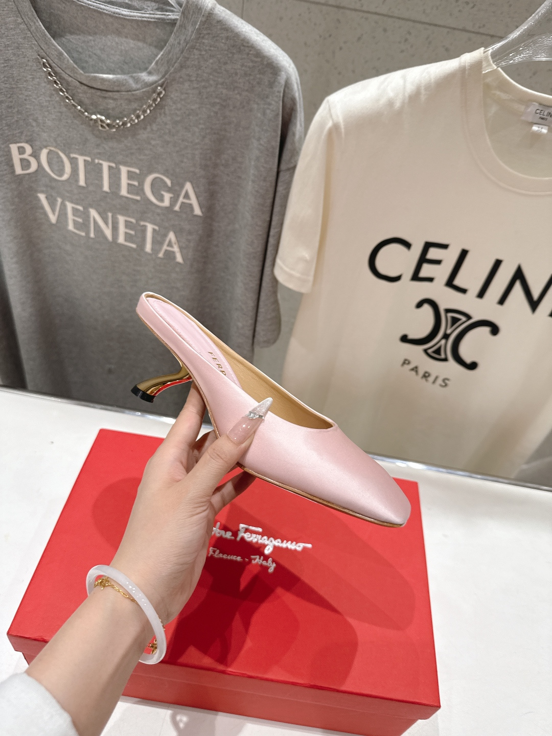 高版本出厂  FERRAGAMO/菲拉格慕F065  26ss夏季新款高跟半包拖鞋菲拉格慕今期高频曝光的