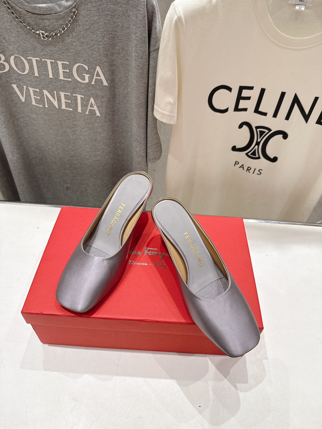 高版本出厂  FERRAGAMO/菲拉格慕F065  26ss夏季新款高跟半包拖鞋菲拉格慕今期高频曝光的