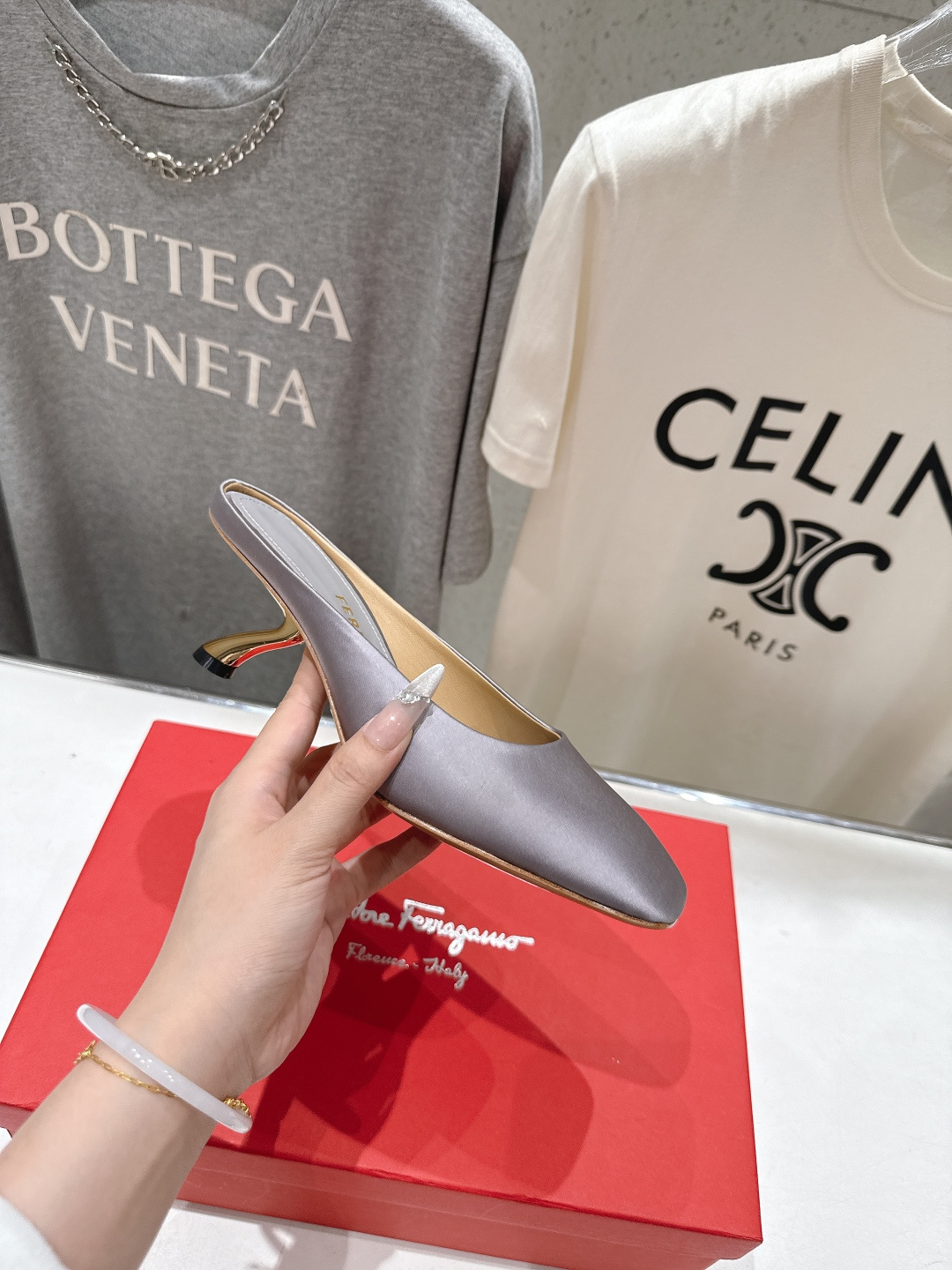 高版本出厂  FERRAGAMO/菲拉格慕F065  26ss夏季新款高跟半包拖鞋菲拉格慕今期高频曝光的
