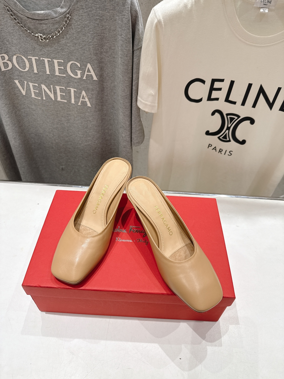 高版本出厂  FERRAGAMO/菲拉格慕F065  26ss夏季新款高跟半包拖鞋菲拉格慕今期高频曝光的