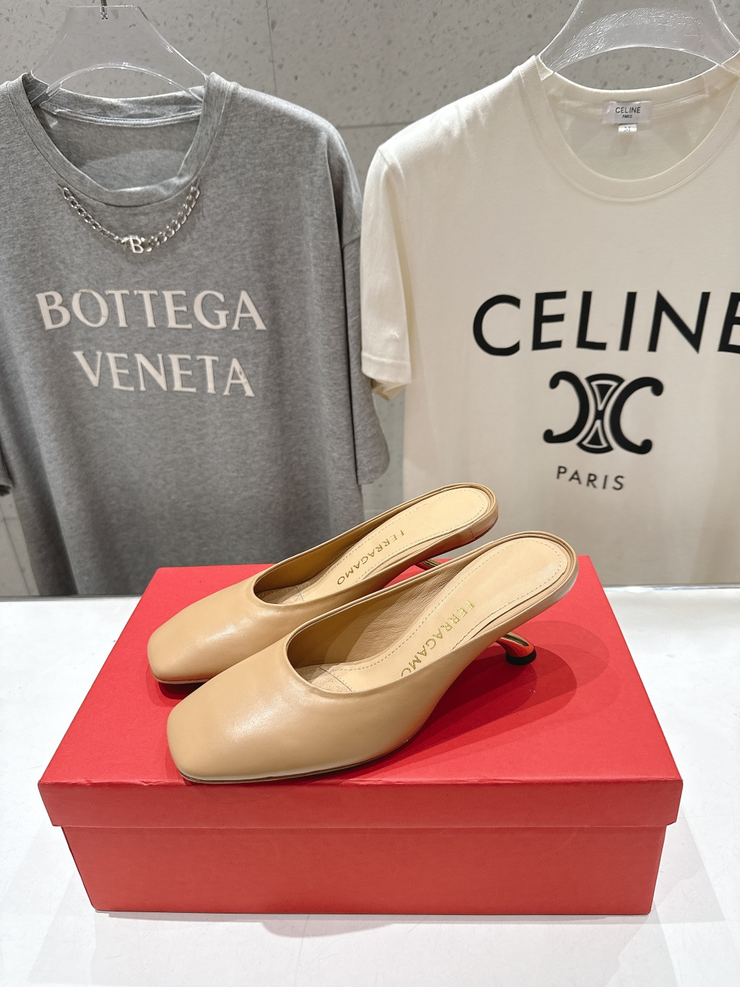 高版本出厂  FERRAGAMO/菲拉格慕F065  26ss夏季新款高跟半包拖鞋菲拉格慕今期高频曝光的