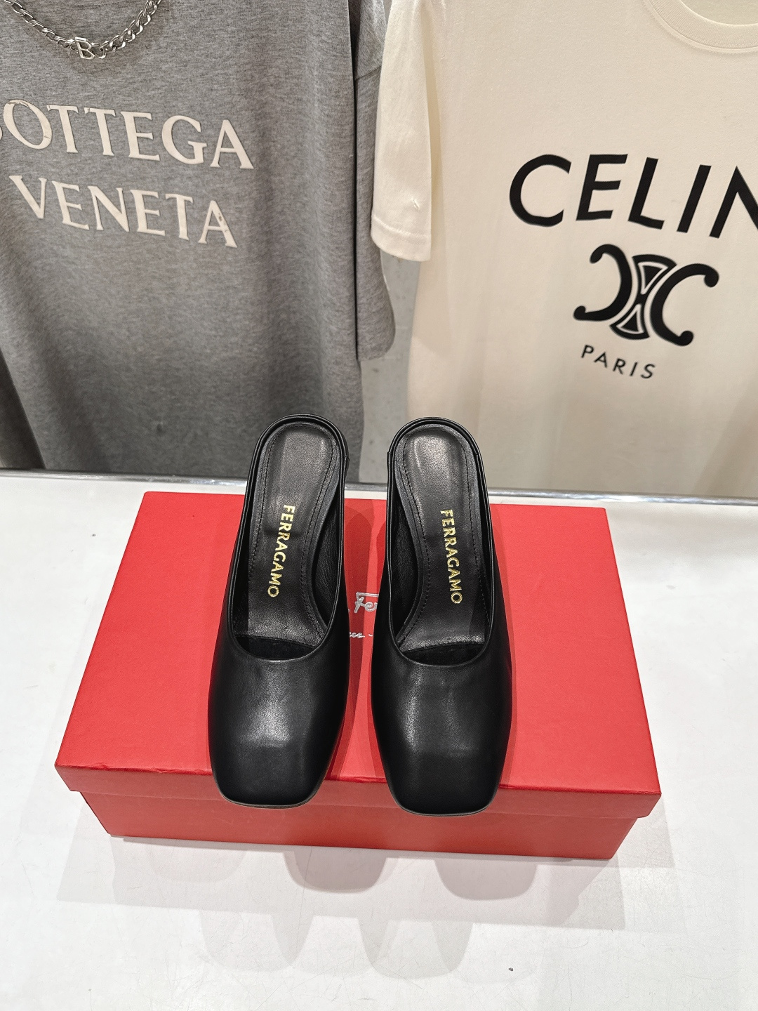 高版本出厂  FERRAGAMO/菲拉格慕F065  26ss夏季新款高跟半包拖鞋菲拉格慕今期高频曝光的