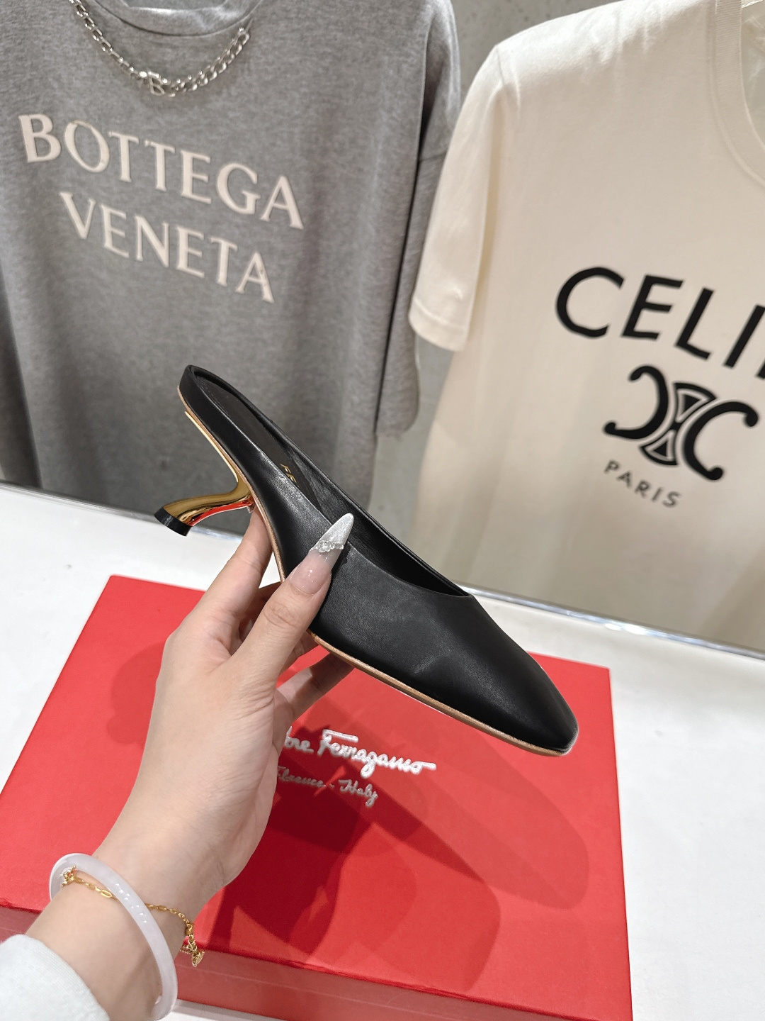 高版本出厂  FERRAGAMO/菲拉格慕F065  26ss夏季新款高跟半包拖鞋菲拉格慕今期高频曝光的