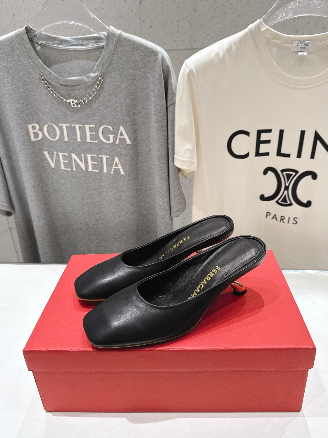 高版本出厂  FERRAGAMO/菲拉格慕F065  26ss夏季新款高跟半包拖鞋菲拉格慕今期高频曝光的