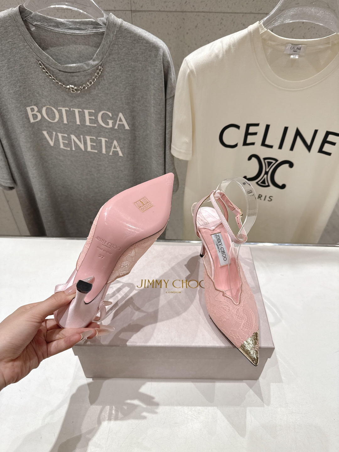 高版本出厂  JIMMY CHOO*｜JC/吉米周2026ss新款尖头蕾丝网纱高跟鞋凉鞋原版套楦，完美的