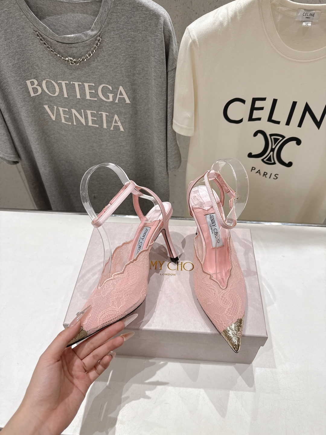高版本出厂  JIMMY CHOO*｜JC/吉米周2026ss新款尖头蕾丝网纱高跟鞋凉鞋原版套楦，完美的