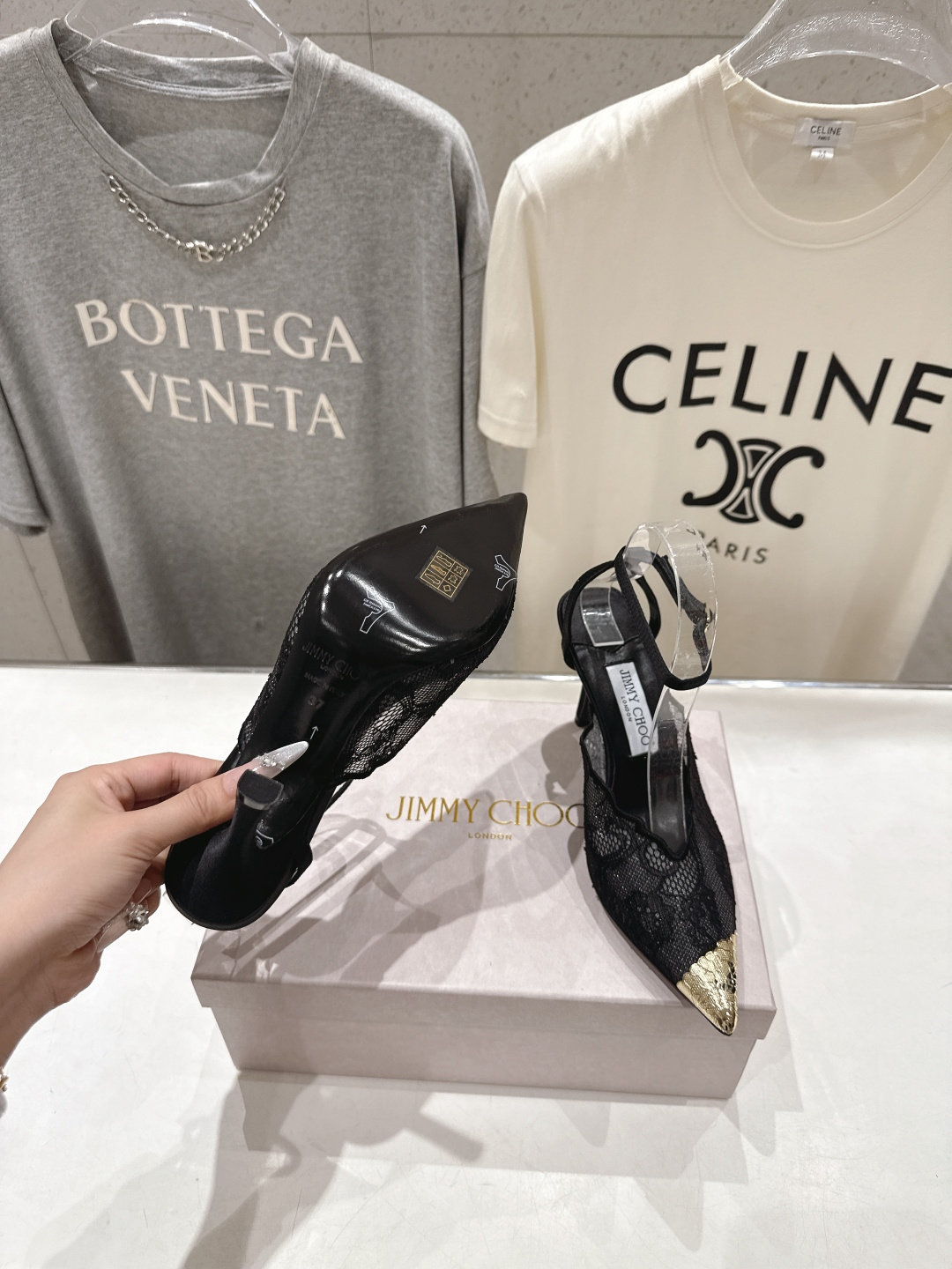 高版本出厂  JIMMY CHOO*｜JC/吉米周2026ss新款尖头蕾丝网纱高跟鞋凉鞋原版套楦，完美的