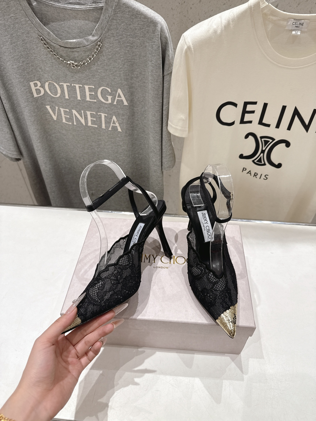 高版本出厂  JIMMY CHOO*｜JC/吉米周2026ss新款尖头蕾丝网纱高跟鞋凉鞋原版套楦，完美的