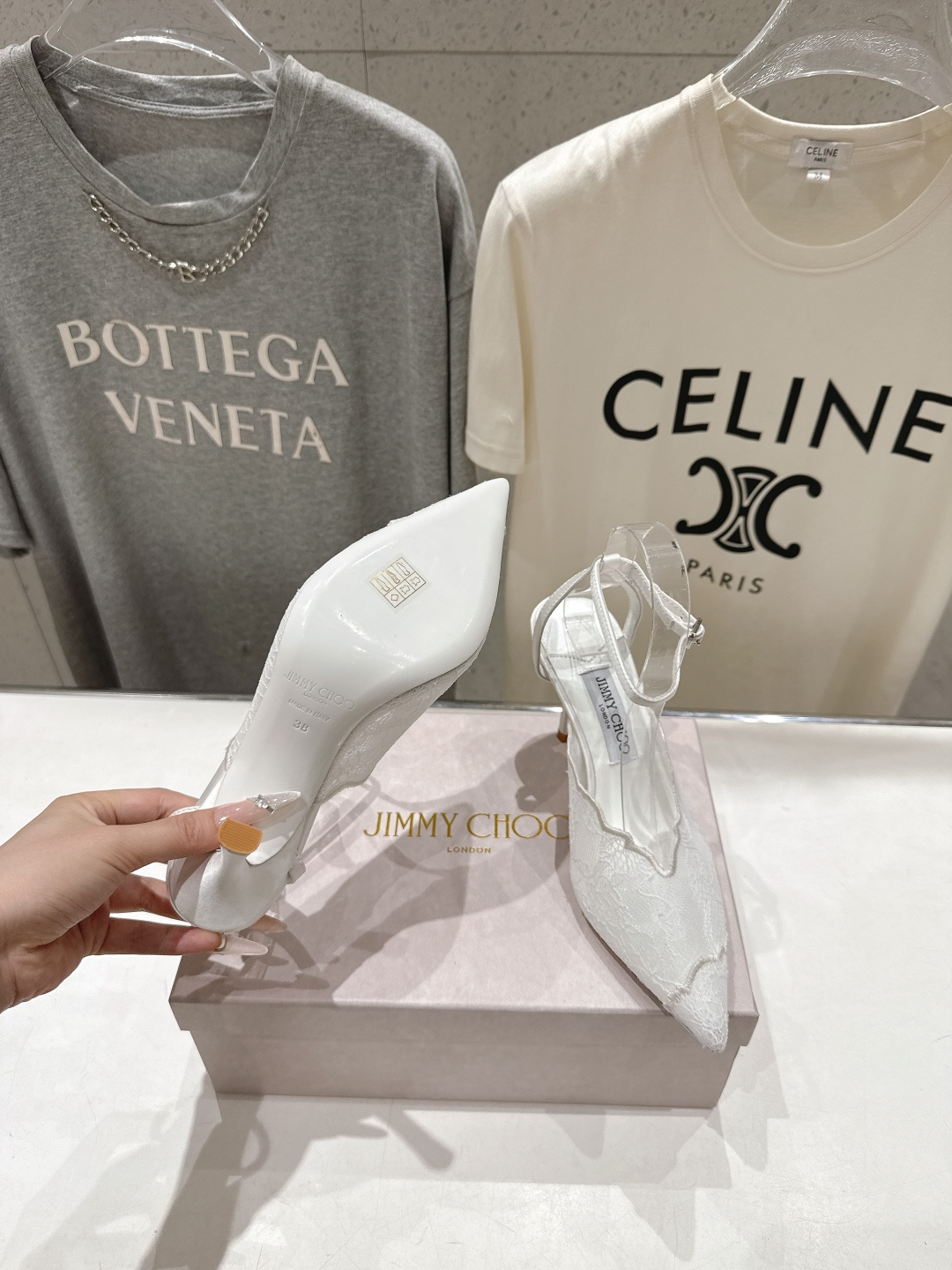 高版本出厂  JIMMY CHOO*｜JC/吉米周2026ss新款尖头蕾丝网纱高跟鞋凉鞋原版套楦，完美的