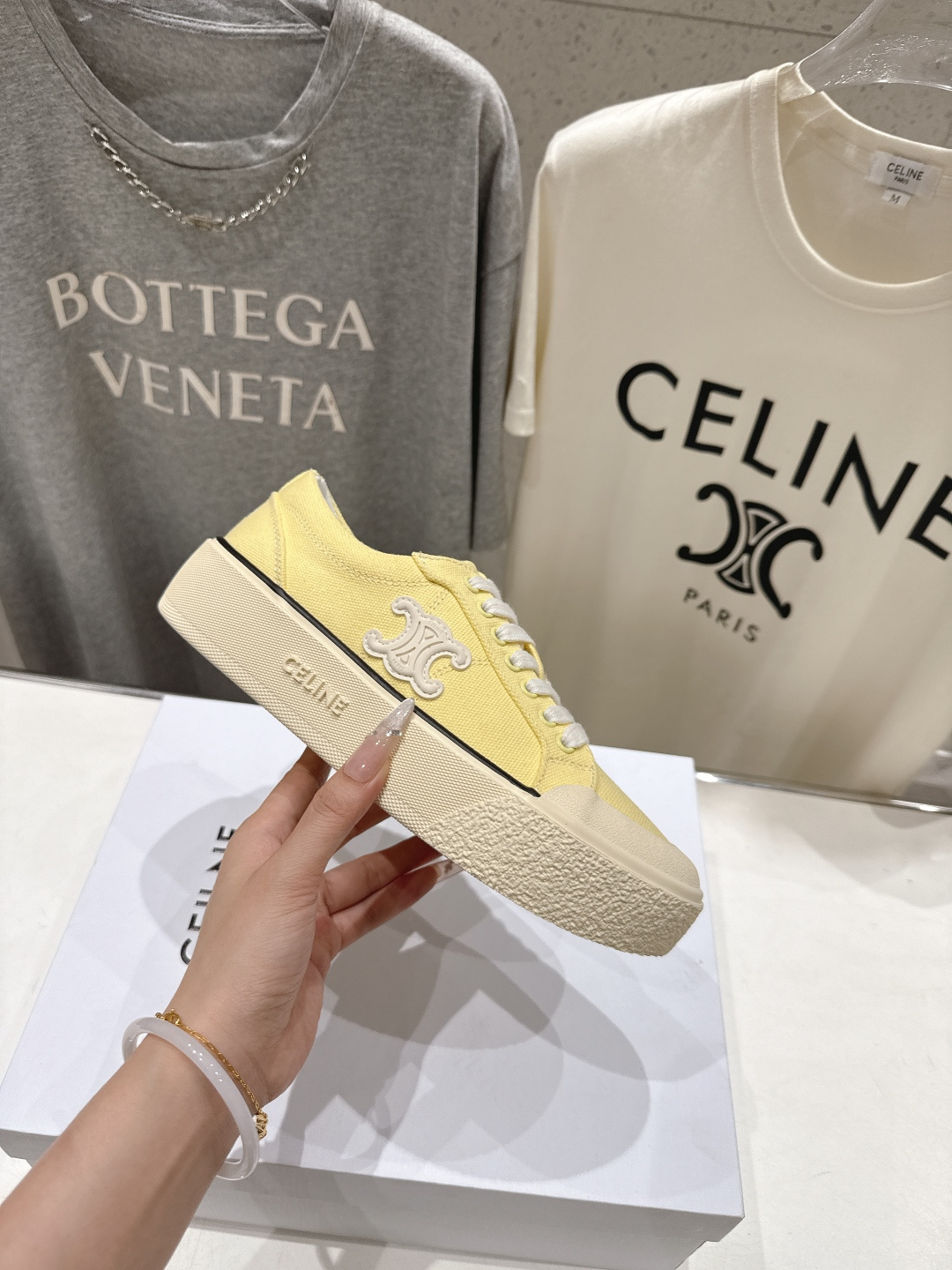 高版本出厂 厚底 Celine* 赛琳 2026ss春夏走秀新款小白鞋帆布鞋，明星同款思琳明星同款休闲透