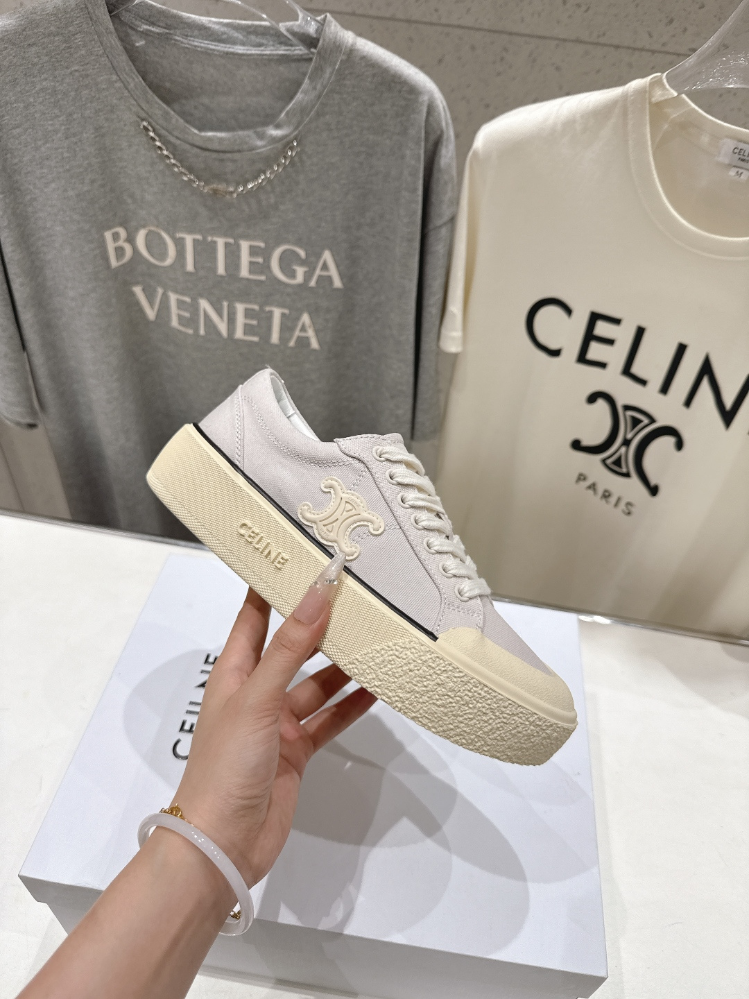 高版本出厂 厚底 Celine* 赛琳 2026ss春夏走秀新款小白鞋帆布鞋，明星同款思琳明星同款休闲透