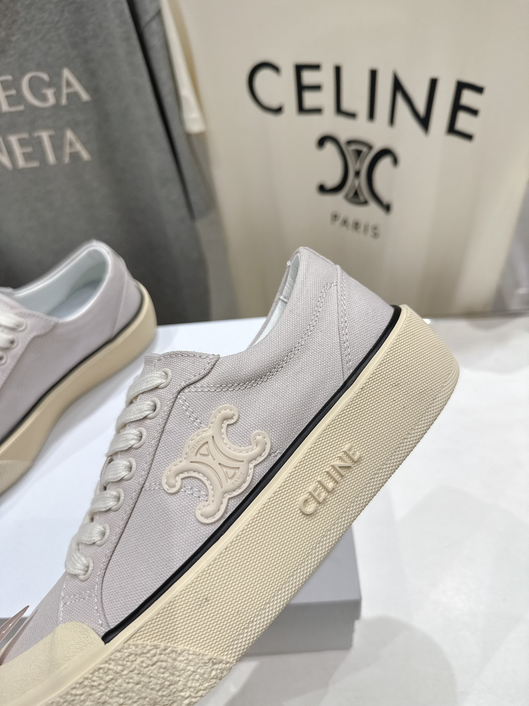 高版本出厂 厚底 Celine* 赛琳 2026ss春夏走秀新款小白鞋帆布鞋，明星同款思琳明星同款休闲透