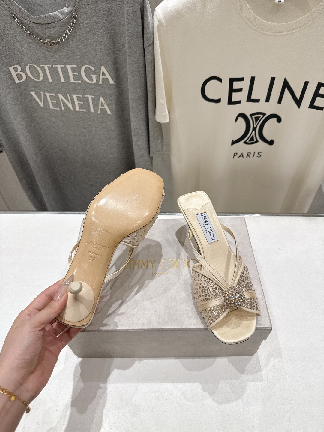 高版本出厂  JIMMY CHOO*｜JC/吉米周2026ss新款简约烫钻小猫跟高跟鞋拖鞋原版套楦，完美