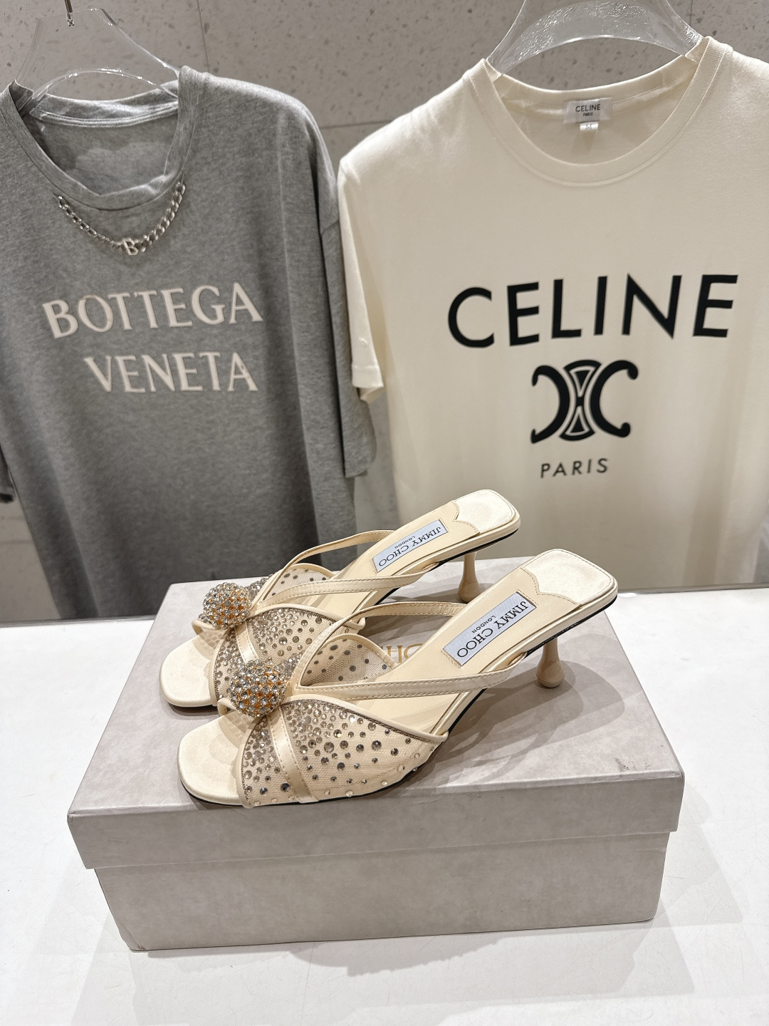 高版本出厂  JIMMY CHOO*｜JC/吉米周2026ss新款简约烫钻小猫跟高跟鞋拖鞋原版套楦，完美