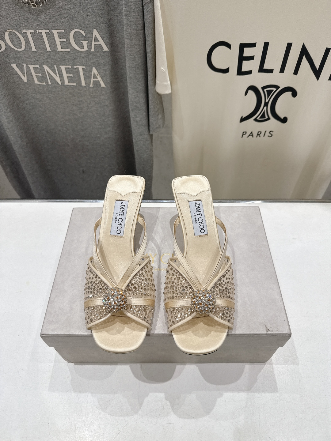 高版本出厂  JIMMY CHOO*｜JC/吉米周2026ss新款简约烫钻小猫跟高跟鞋拖鞋原版套楦，完美