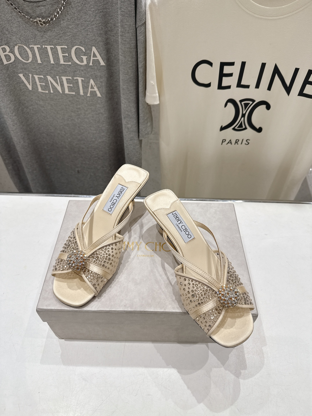 高版本出厂  JIMMY CHOO*｜JC/吉米周2026ss新款简约烫钻小猫跟高跟鞋拖鞋原版套楦，完美