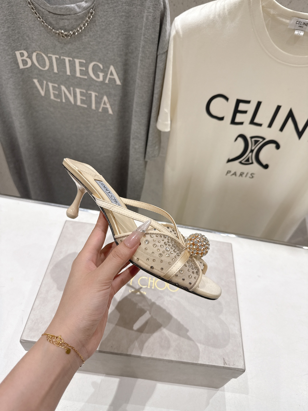 高版本出厂  JIMMY CHOO*｜JC/吉米周2026ss新款简约烫钻小猫跟高跟鞋拖鞋原版套楦，完美