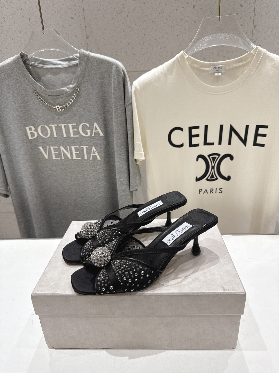 高版本出厂  JIMMY CHOO*｜JC/吉米周2026ss新款简约烫钻小猫跟高跟鞋拖鞋原版套楦，完美