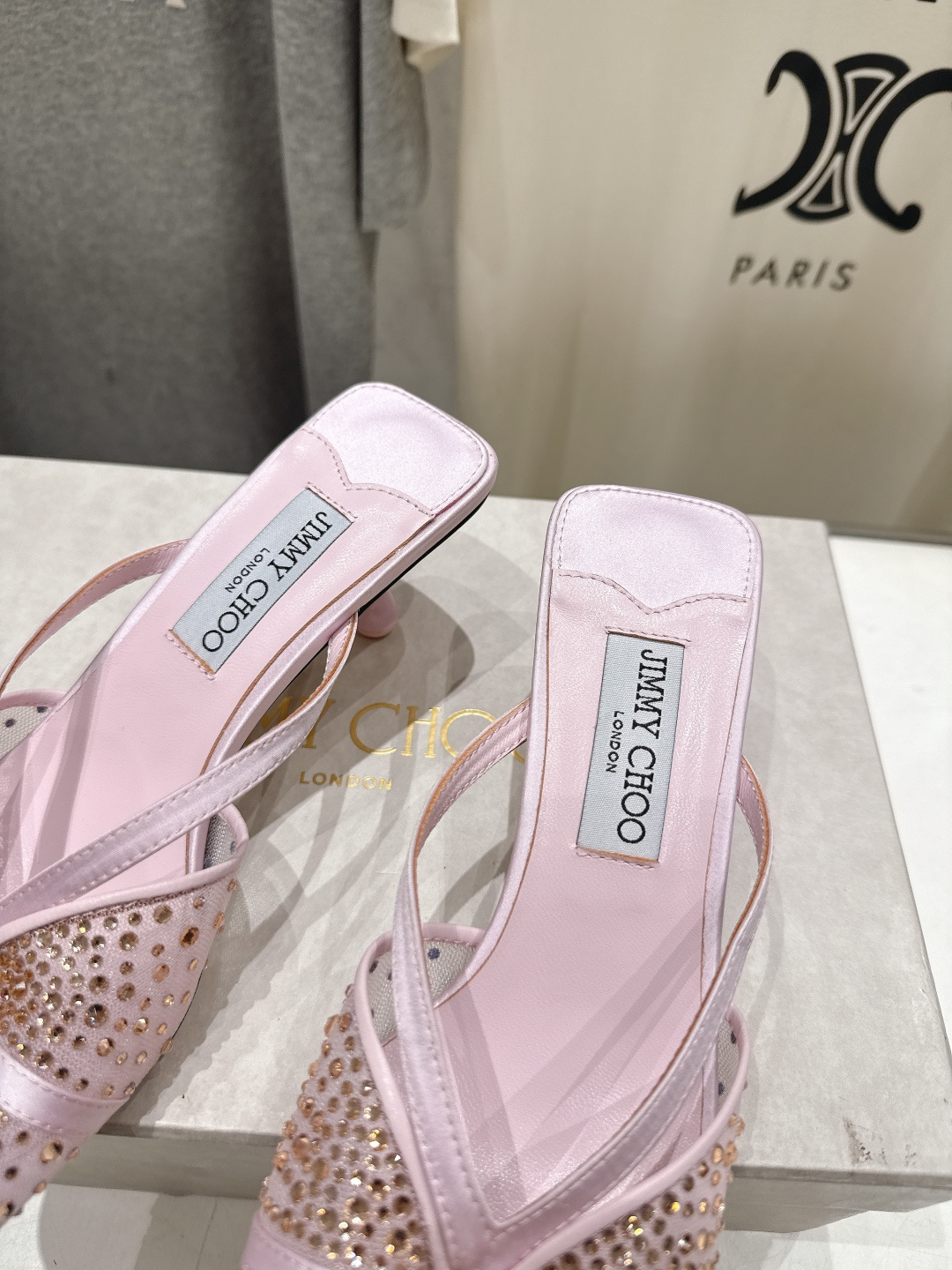 高版本出厂  JIMMY CHOO*｜JC/吉米周2026ss新款简约烫钻小猫跟高跟鞋拖鞋原版套楦，完美