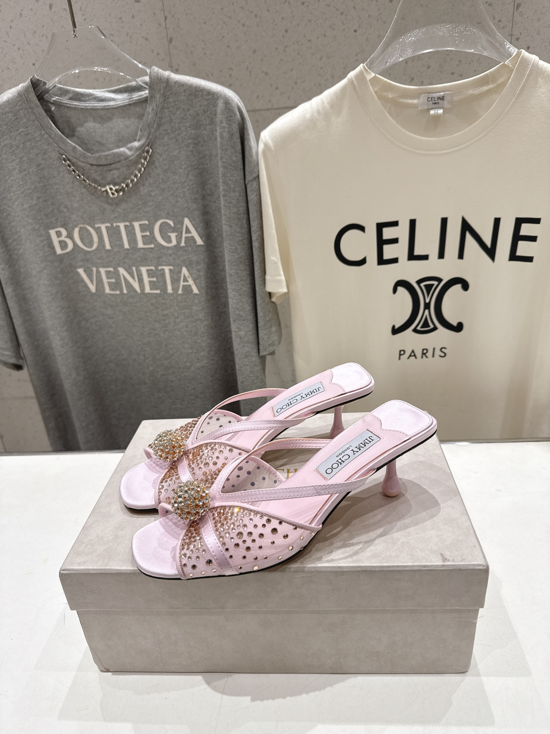 高版本出厂  JIMMY CHOO*｜JC/吉米周2026ss新款简约烫钻小猫跟高跟鞋拖鞋原版套楦，完美
