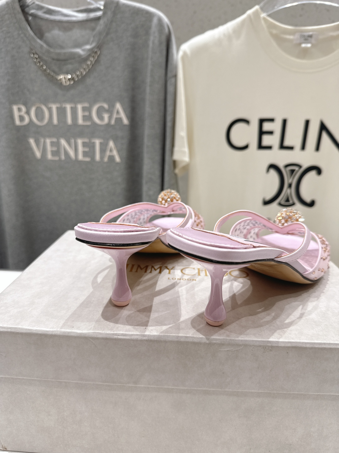 高版本出厂  JIMMY CHOO*｜JC/吉米周2026ss新款简约烫钻小猫跟高跟鞋拖鞋原版套楦，完美