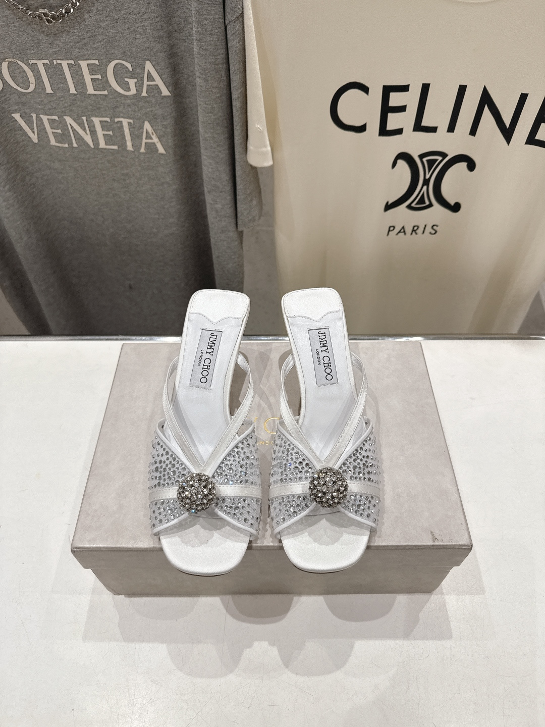高版本出厂  JIMMY CHOO*｜JC/吉米周2026ss新款简约烫钻小猫跟高跟鞋拖鞋原版套楦，完美