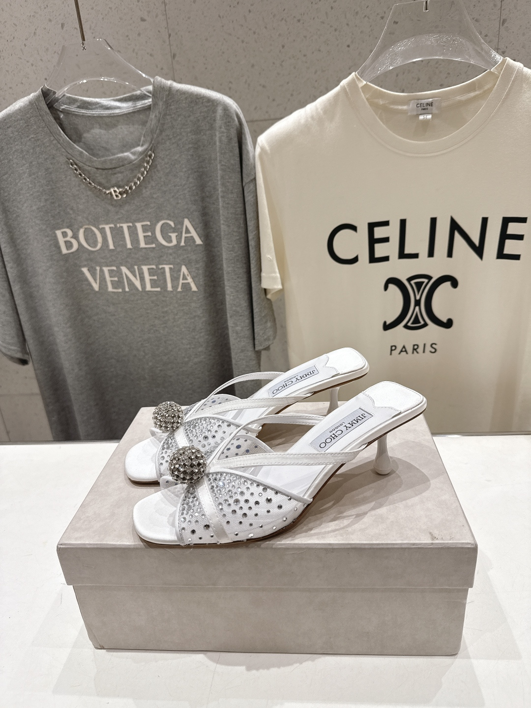 高版本出厂  JIMMY CHOO*｜JC/吉米周2026ss新款简约烫钻小猫跟高跟鞋拖鞋原版套楦，完美