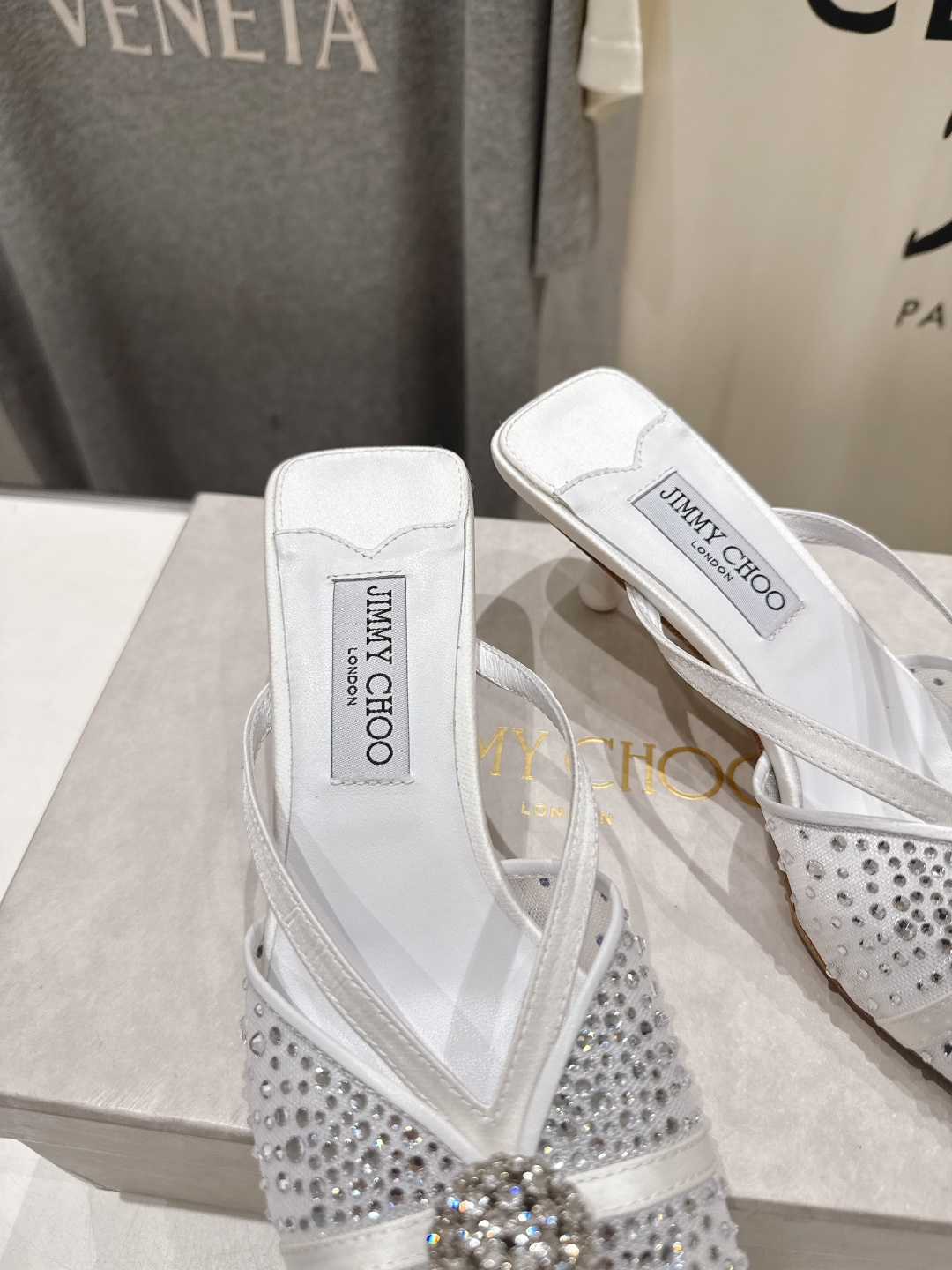高版本出厂  JIMMY CHOO*｜JC/吉米周2026ss新款简约烫钻小猫跟高跟鞋拖鞋原版套楦，完美