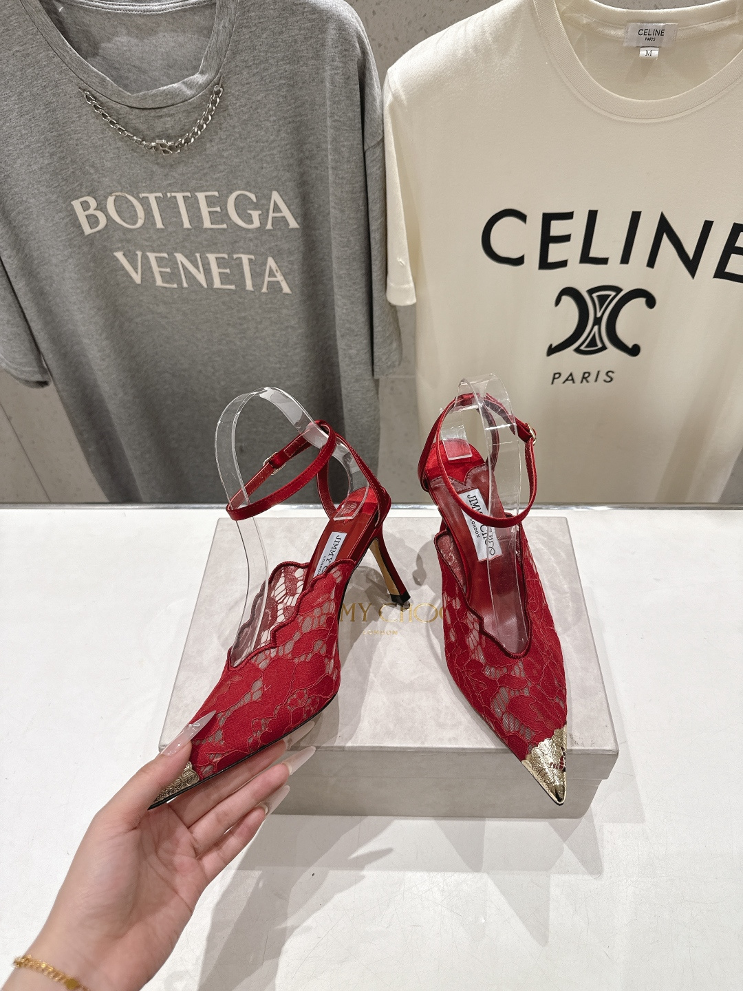 高版本出厂  JIMMY CHOO*｜JC/吉米周2026ss新款尖头蕾丝网纱高跟鞋凉鞋原版套楦，完美的