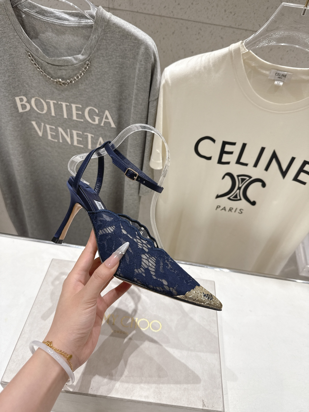 高版本出厂  JIMMY CHOO*｜JC/吉米周2026ss新款尖头蕾丝网纱高跟鞋凉鞋原版套楦，完美的