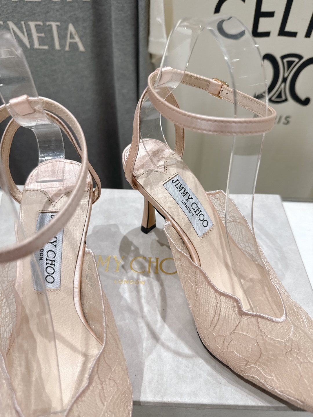高版本出厂  JIMMY CHOO*｜JC/吉米周2026ss新款尖头蕾丝网纱高跟鞋凉鞋原版套楦，完美的